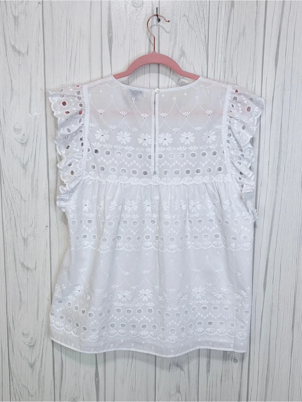 KATE SPADE NY NWOT White Cotton‎ Eyelet Ruffle Top, XL ($179)